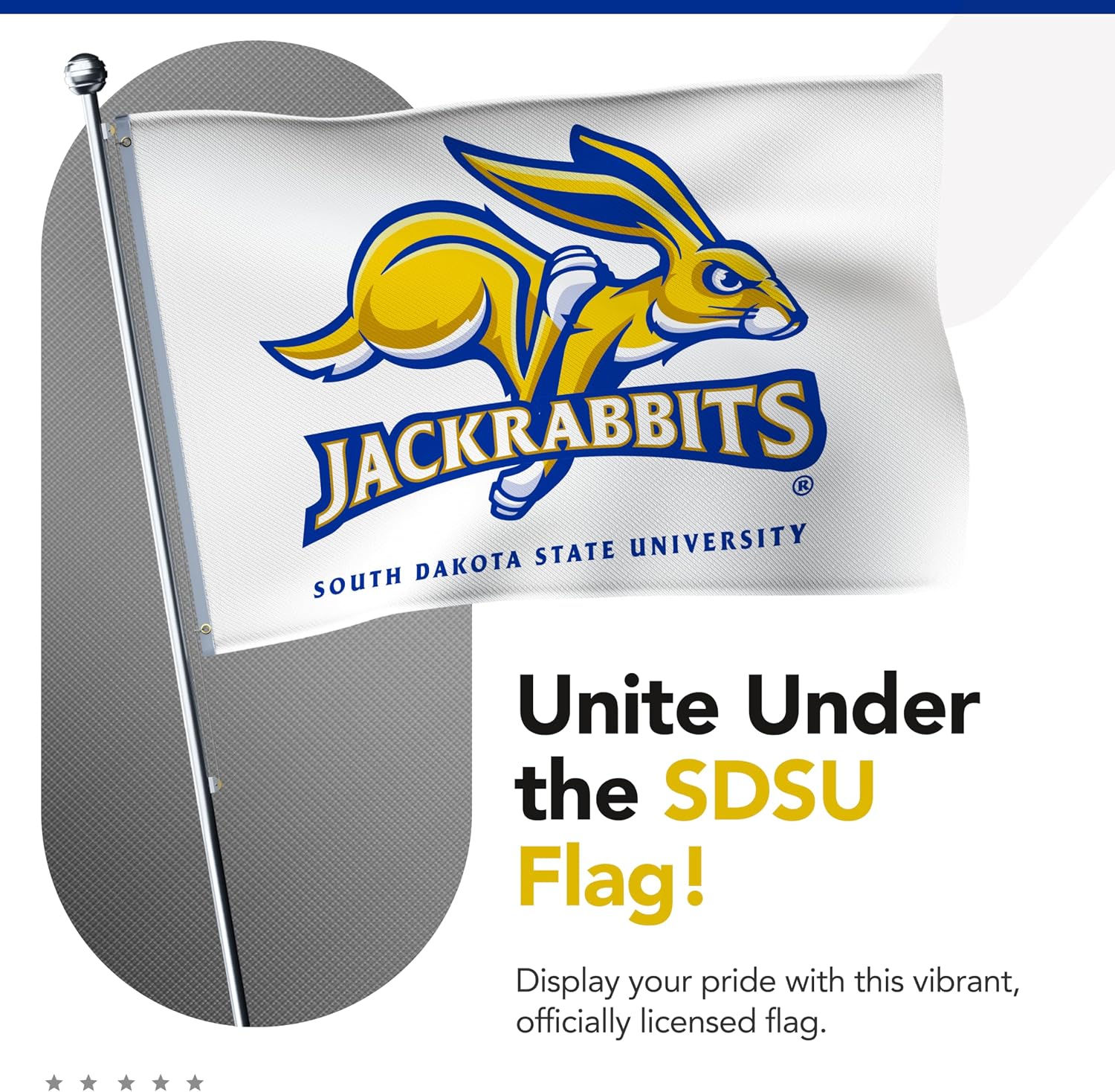 South Dakota State Jackrabbits College Sports Printed Flag - NCAA Licensed - Nylon - School Banner (White, Gold) (3' x 5')