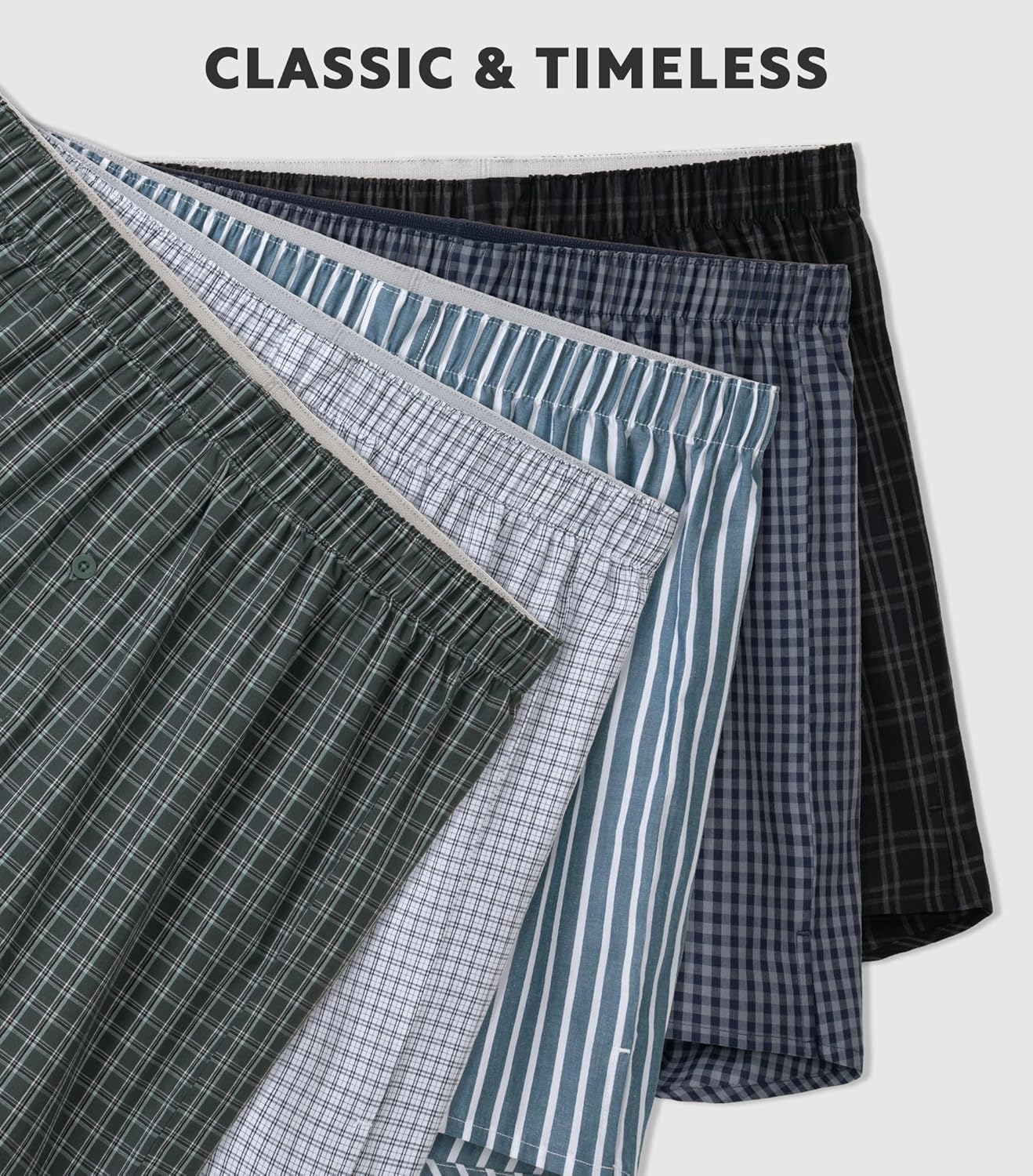 DAVID ARCHY Woven Cotton Boxers for Men Classic Men's Underwear Loose Breathable & Comfortable Boxer Shorts 3 or 5 Pack - Image 6