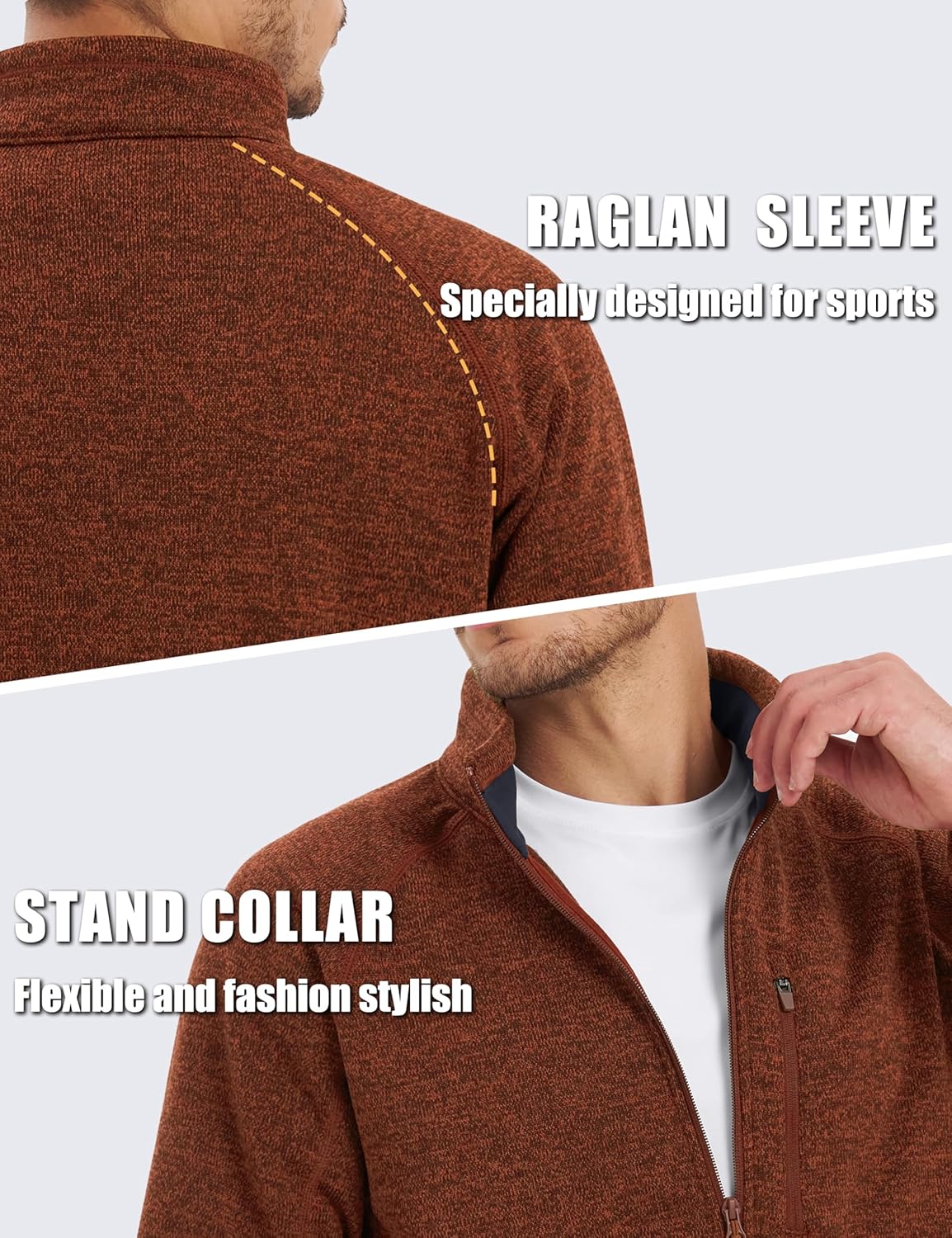 TACVASEN Men's Fleece Jackets Full Zip Up Lightweight Jacket Casual Stylish with Pockets for Outdoor Office - Image 5