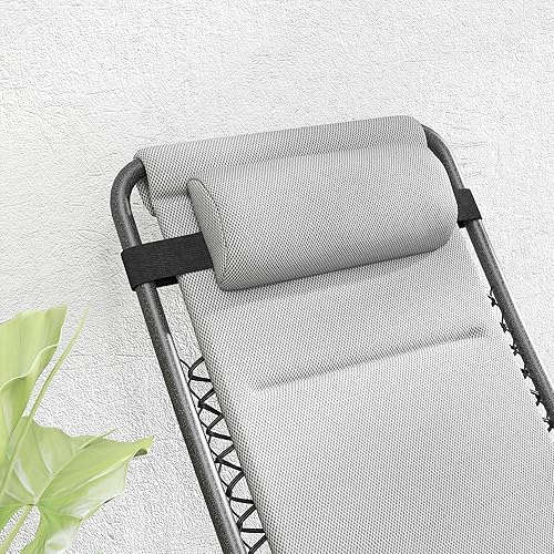 Miniatura 8 de Outsunny Juego de 2 sillas de gravedad cero, sillas reclinables plegables de gravedad cero, sillas de salón para exteriores con cojín, reposacabezas