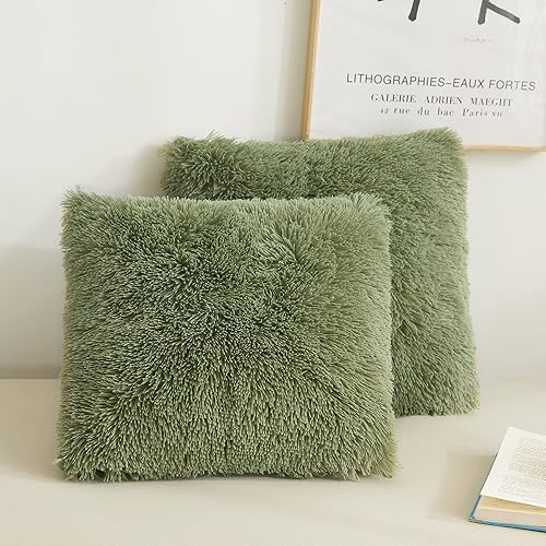 Miniatura 1 de XeGe Fundas de almohada de piel sintética, fundas de almohada de felpa esponjosa de lujo, fundas de cojín decorativas peludas para sofá, cama, sofá