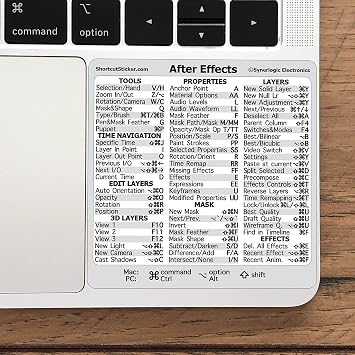 Synerlogic 10pcs for Adobe After Effects Quick Reference Keyboard Shortcut Sticker for Any MacBook or Windows PC
