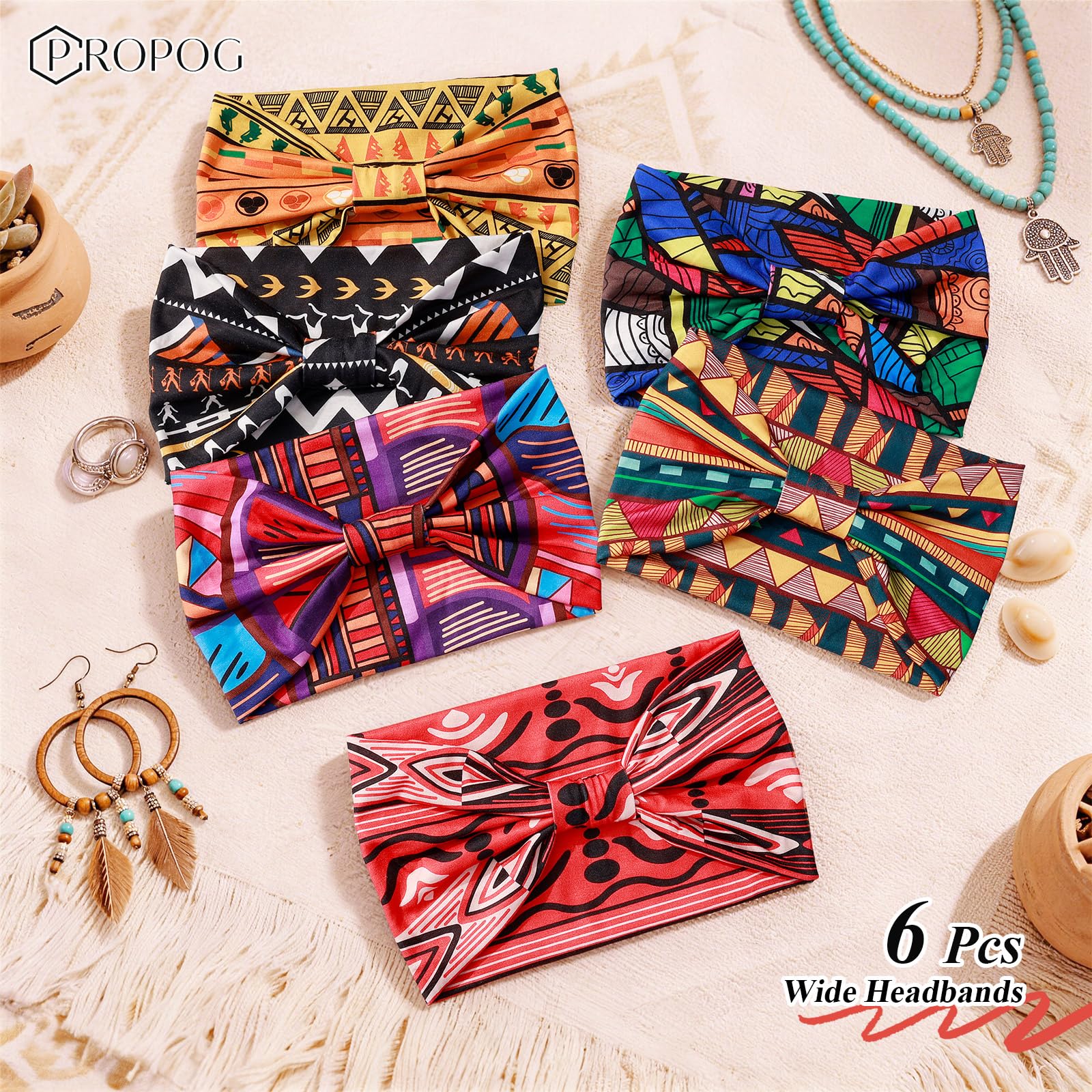 Africa fascia capelli donna, Elastico fasce per capelli 6 pezzi Boho fascette per capelli Yoga Headband accessori capelli donna