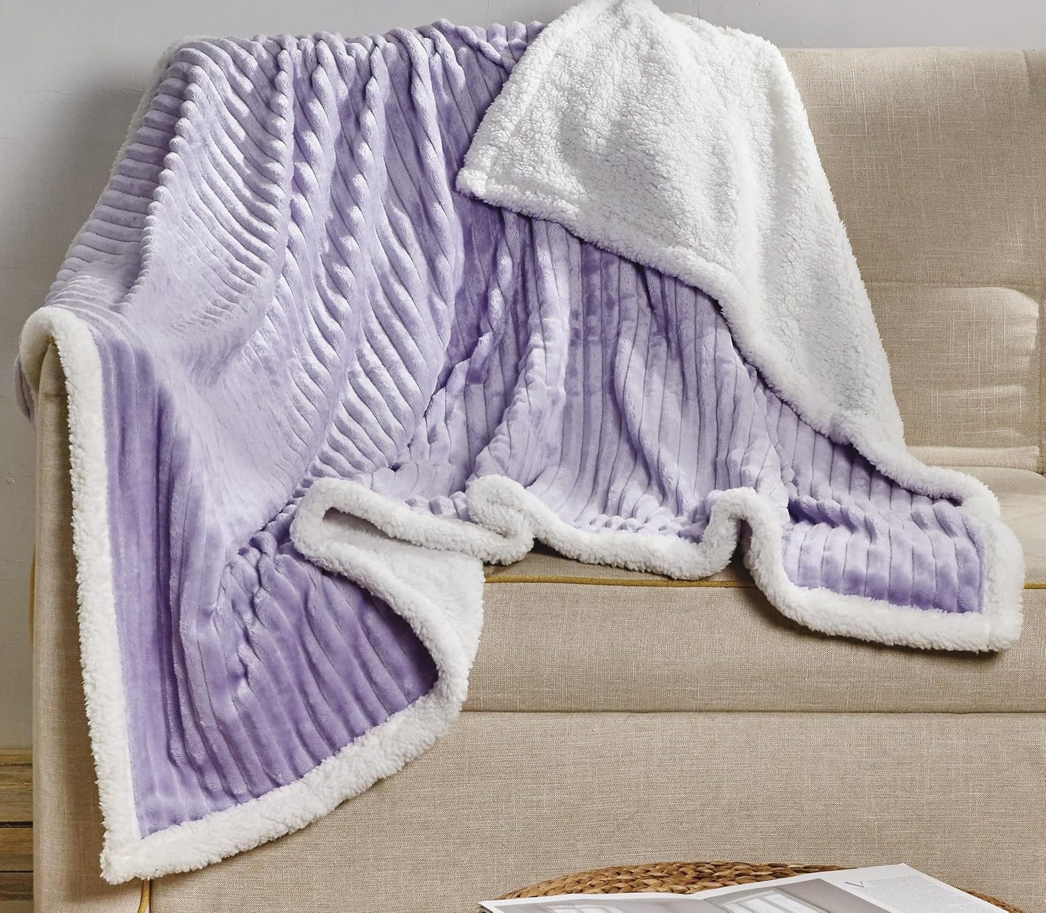 Sherpa Corduroy Throw Blanket (50" x 60") - Lilac