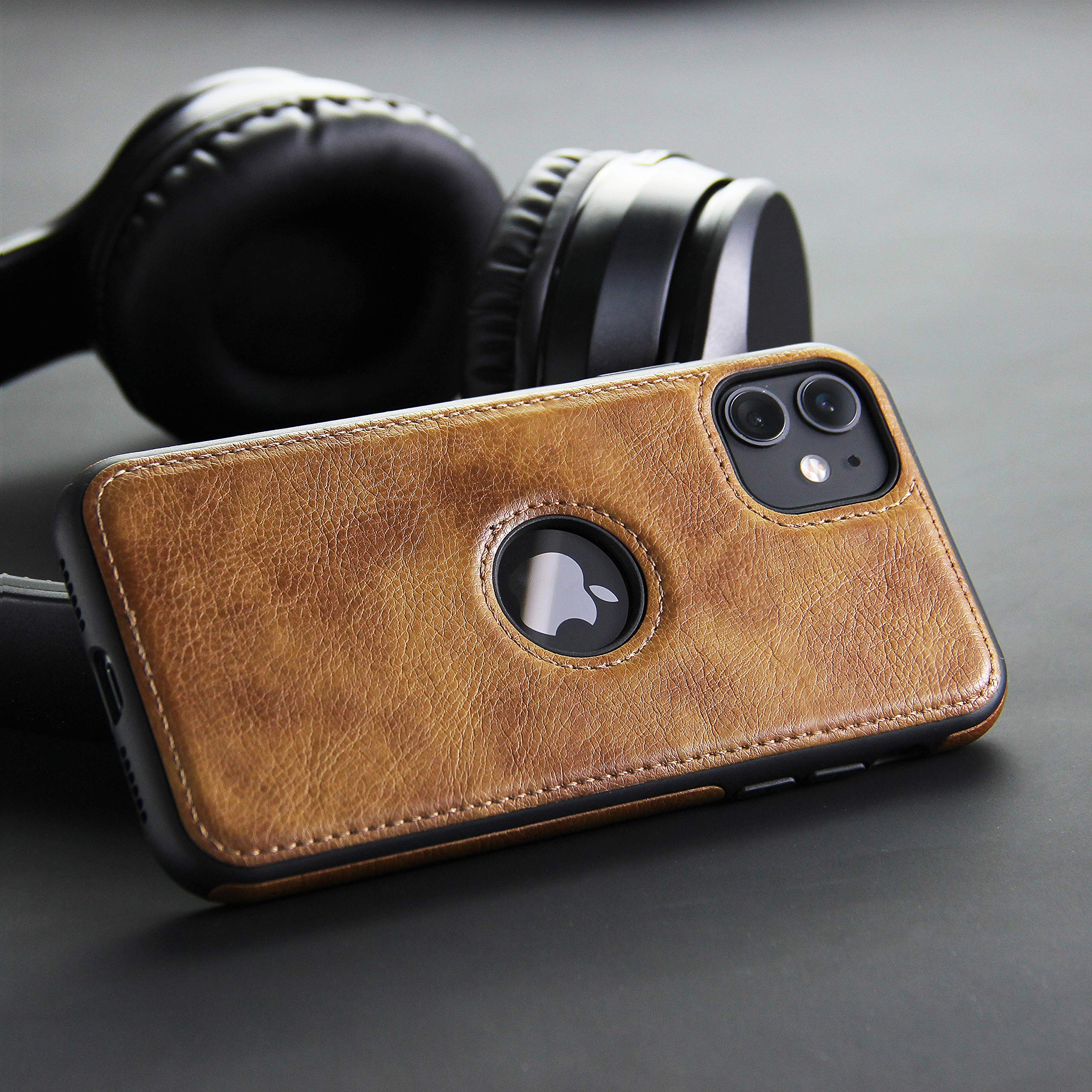 Custodia In Pelle Per IPhone 11 Pro Max | Antiscivolo E Ultra Sottile | Nero | Protezione Con Logo Visibile - 5