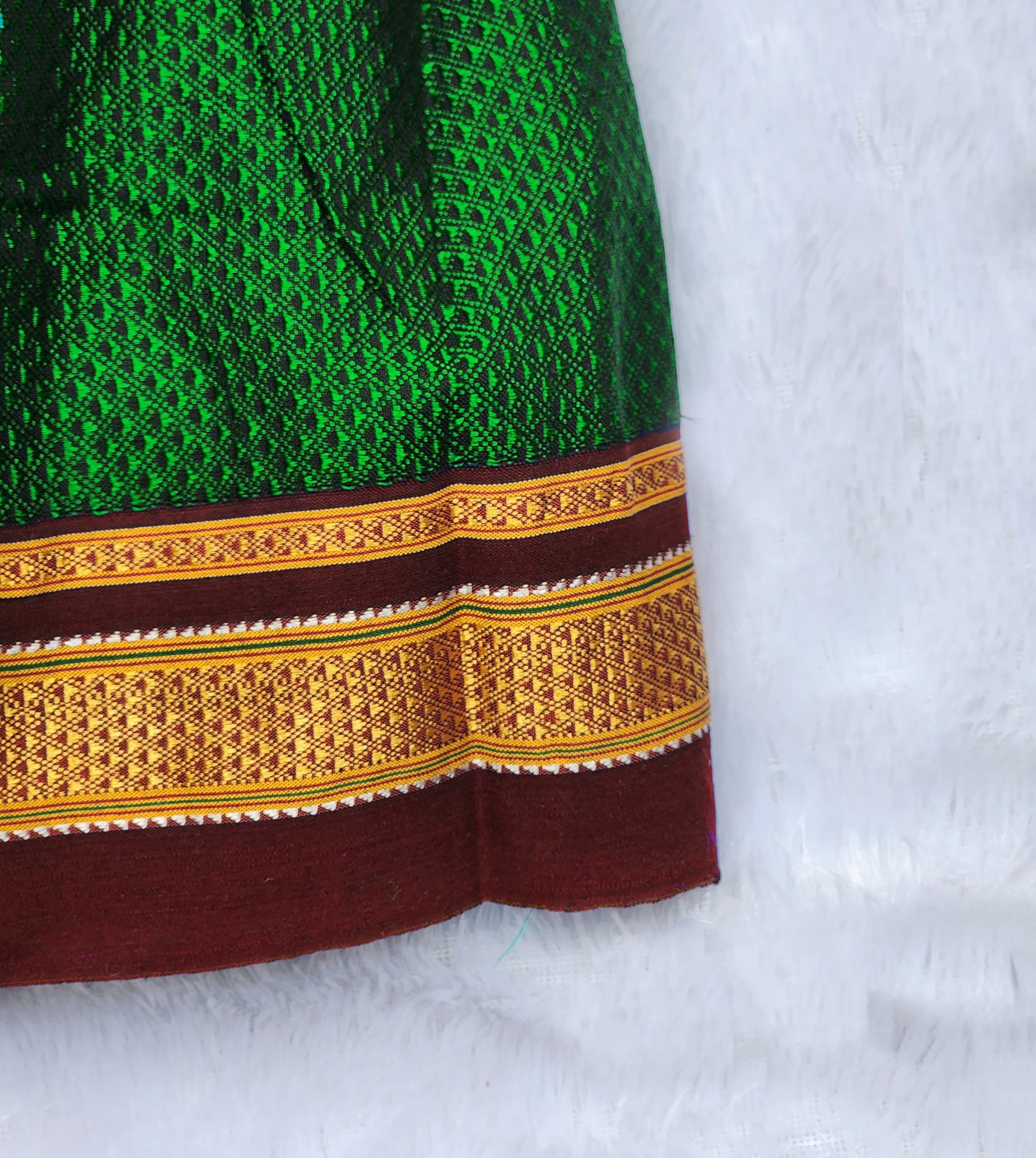 Amba Collection Boutique's Girl's Traditional Ethnic Wear Reshim Cotton Khan Knot Frock (Green, 3-6 Months) 1