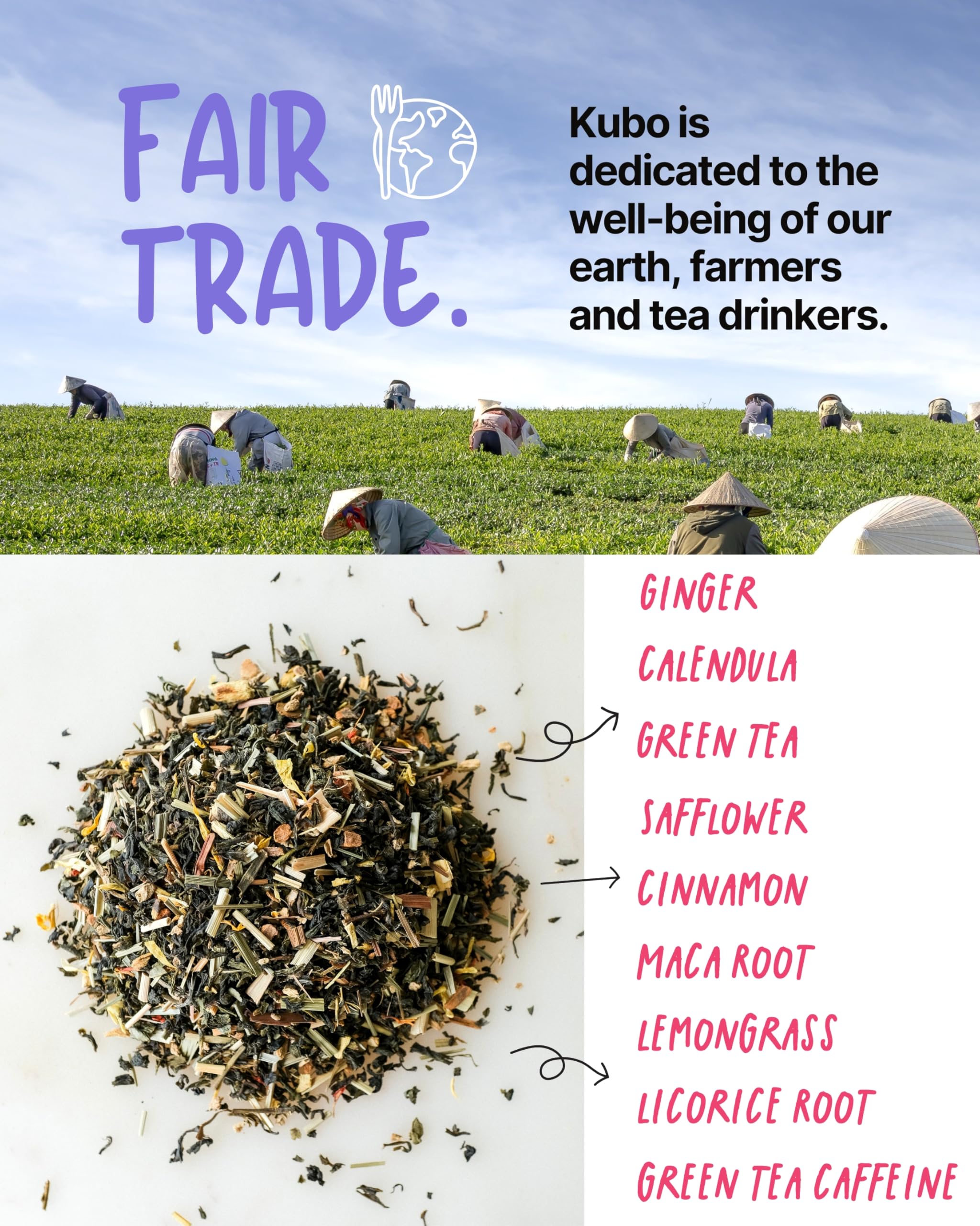 High Caffeine Tea 140 mg - Kubo Tea Organic Maca Passion Fruit Green Tea Bags for Clean Energy — view 5