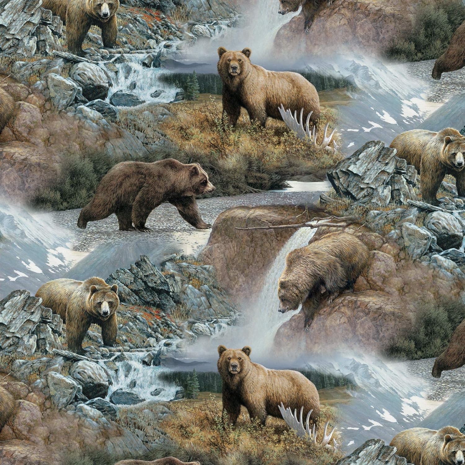 Bear Cotton Fabric, Precut 1 Yard Pieces