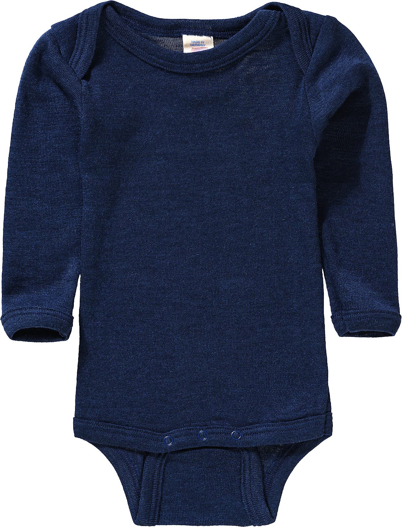 Body Maniche Lunghe In Lana Vergine Biologica E Seta Engel – Neonato, Colore Ghiaccio/Blu Marino - 2