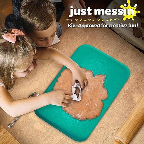 Vista 32 de Just Messin' Tapete de silicona para manualidades, legos, slime, resina, pintura y joyería, protección de mesa con lados elevados para contener