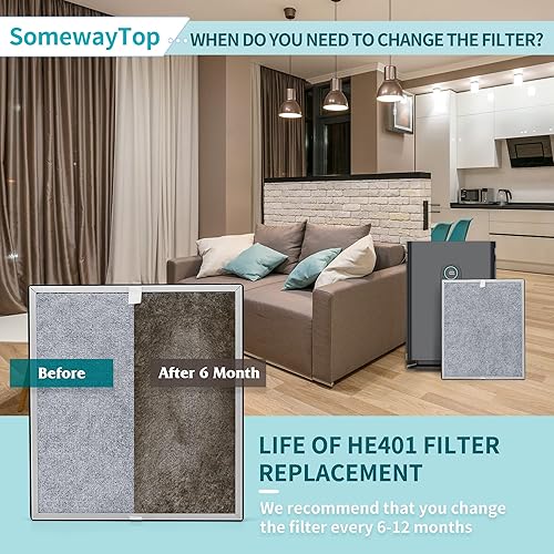 Miniatura 7 de 2 paquetes Reemplazo de filtro HE400 compatible con el purificador de aire Shark 4 Smart True HEPA Air Cleaner para el hogar, H13 HEPA, prefiltro