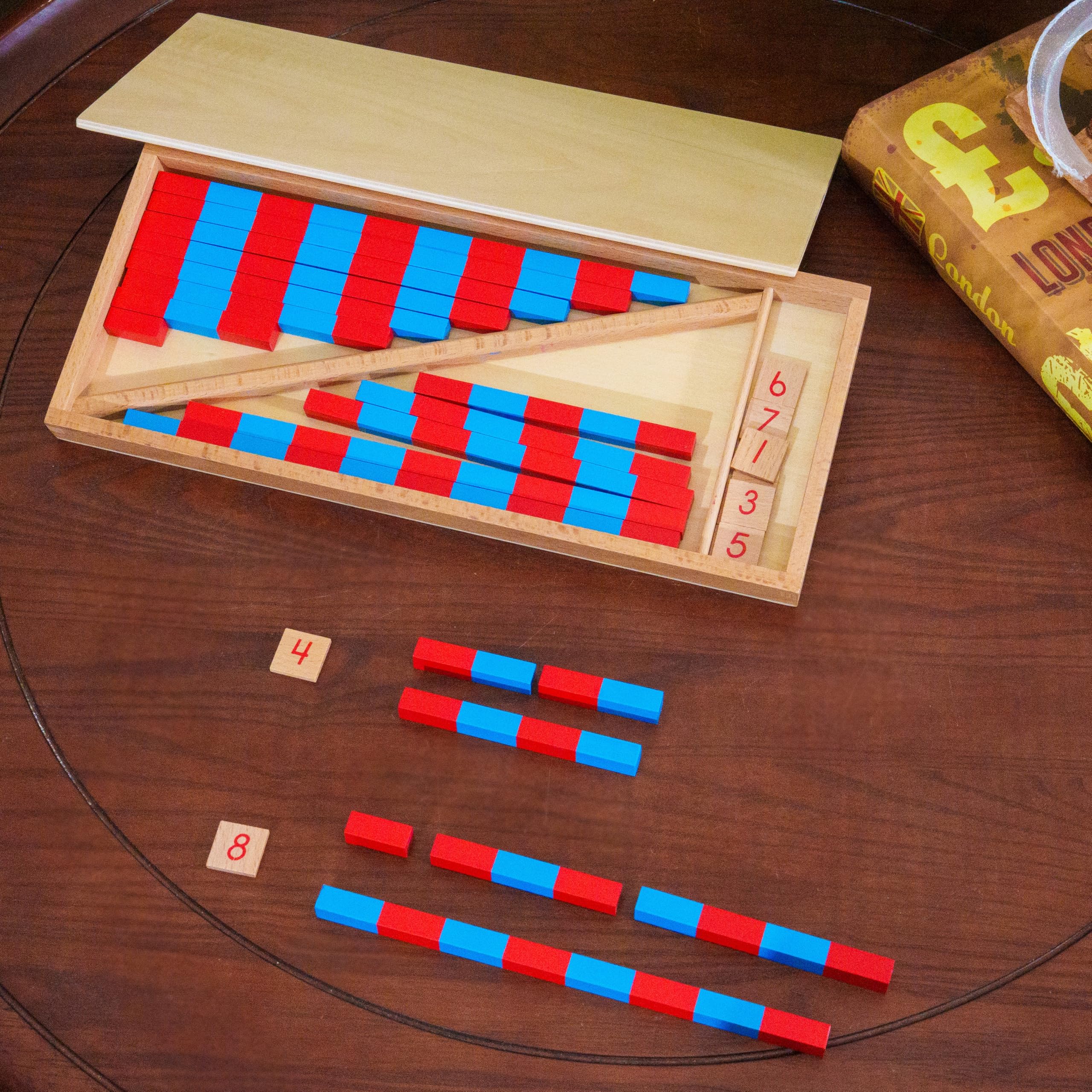 Premium Montessori Math Toys, Small Number Rods 1-10 in Solid Beechwood Case, 13.4in Tactile Counting & Sequencing for Toddlers 3-5, Homeschool Preschool Must Have & Educational Gift