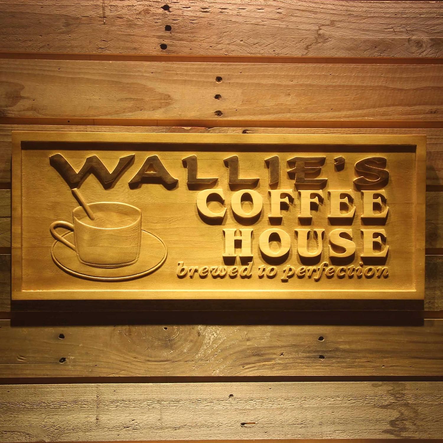 ADVPRO wpa0202 Name Personalized COFFEE HOUSE Cup Shop Wood Engraved Wooden Sign - Large 26.75 x 10.75