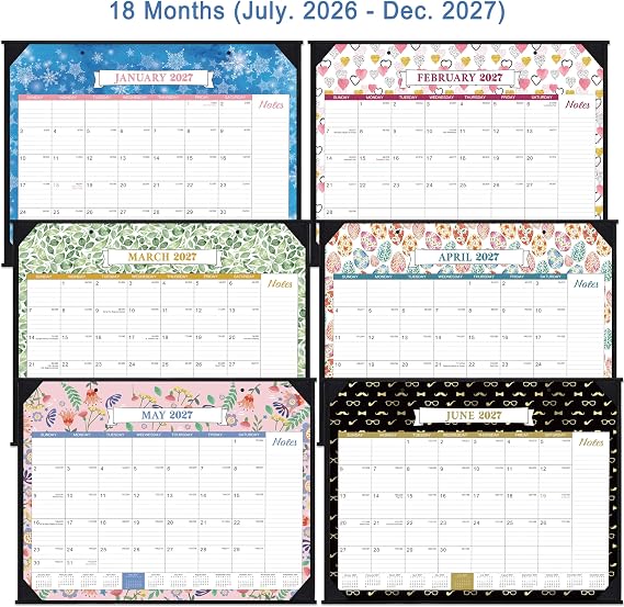 2026-2027 Desk Calendar - Large Desk Calendar 2026-2027, 22 x 17, Jul. 2026 - Dec. 2027, 18 Months Planning, Large Ruled Blocks, Tear Off Design, 4 Corner Protectors & 2 Hanging Hooks