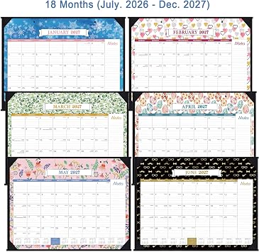 2026-2027 Desk Calendar - Large Desk Calendar 2026-2027, 22 x 17, Jul. 2026 - Dec. 2027, 18 Months Planning, Large Ruled Blocks, Tear Off Design, 4 Corner Protectors & 2 Hanging Hooks