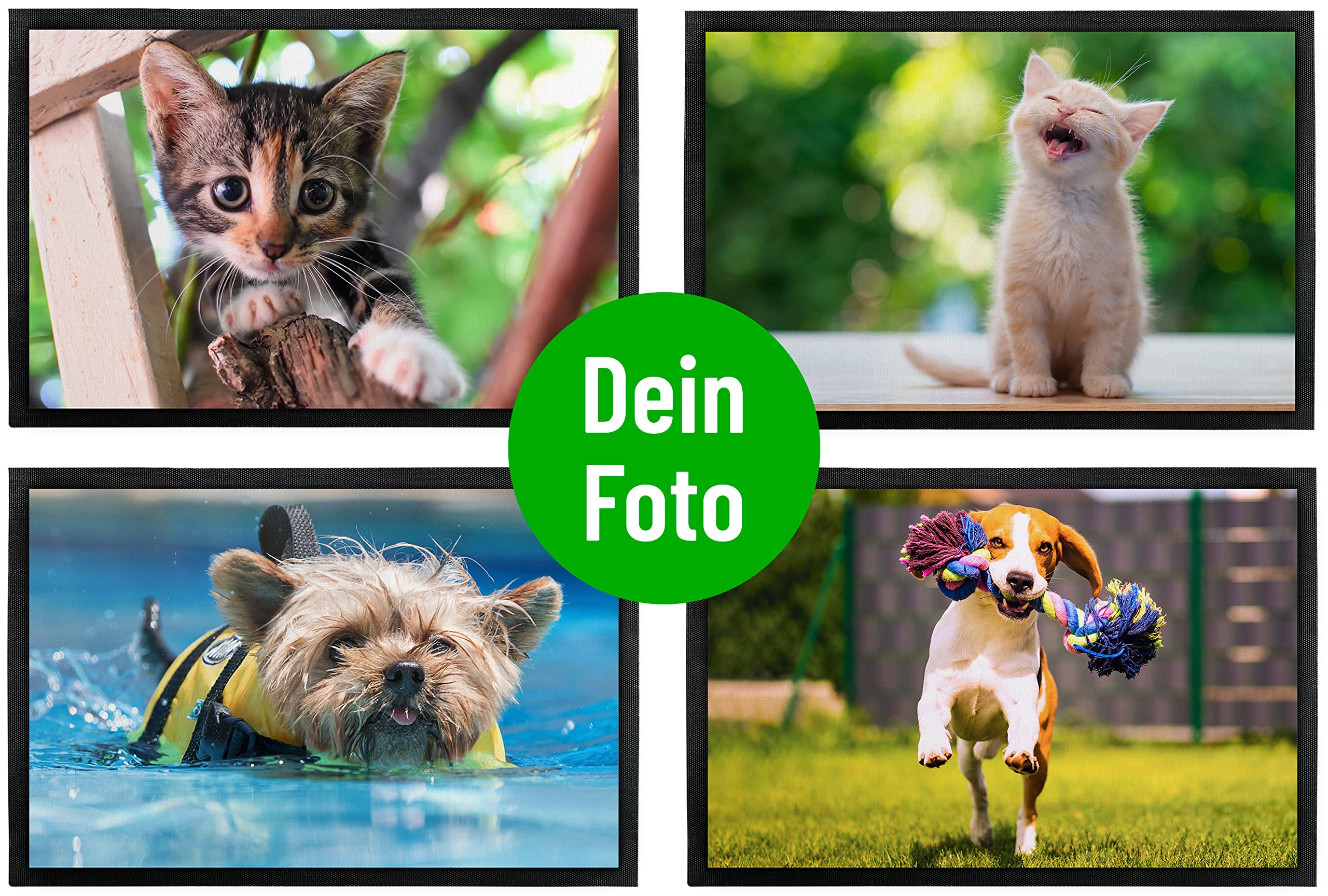 Foto-Fußmatte 90x60 cm personalisiert mit eigenem Bild, Logo, Design - extra dünne Deko-Türmatte - rutschfeste Rückseite & Velours-Oberfläche - Deko-Matte für Flur & Wohnung - Geschenk zum Einzug