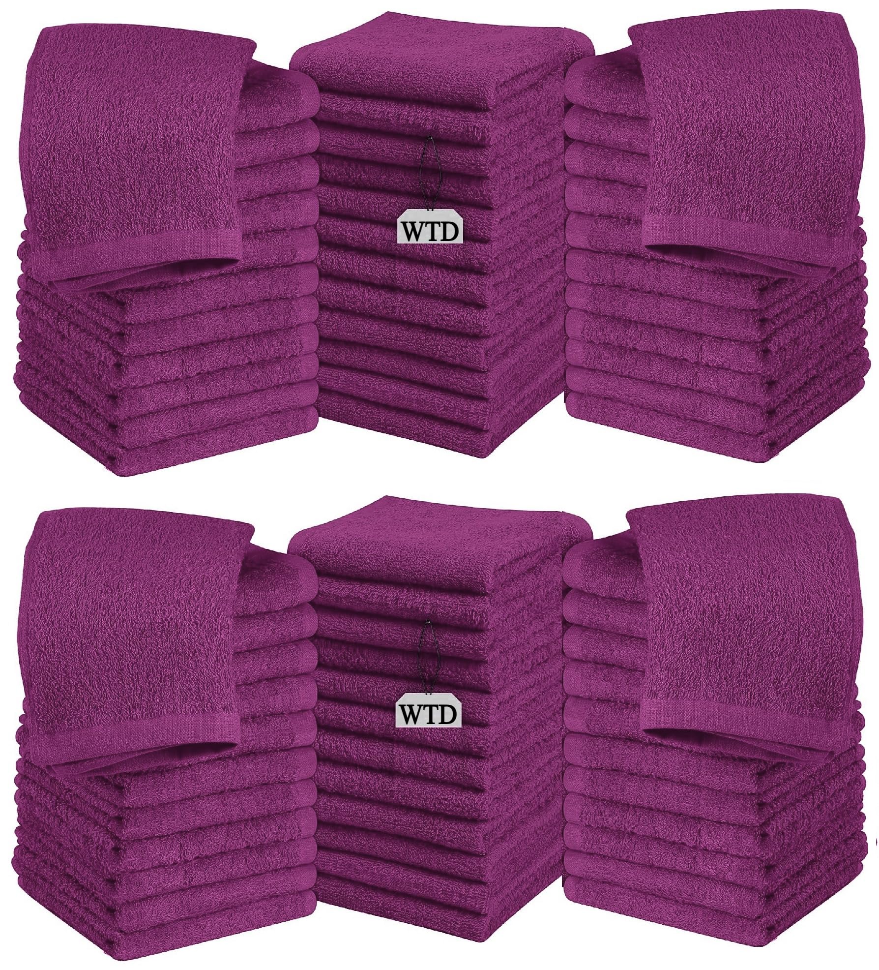 Wholesale Trade Dealz Pack of 6, 12, 24 & 48 Cotton Face Cloth Towels 500-GSM Super Soft 100% Egyptian Cotton Flannels Premium Washcloths Hotel Saloon Gym Towel Facial Cloths (12, Purple)