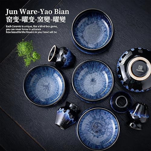 Miniatura 5 de TEANAGOO Juego de 7 piezas de batidor de matcha, juego de matcha para ceremonia, kit de matcha Junware-Azul, juego de té matcha para hacer