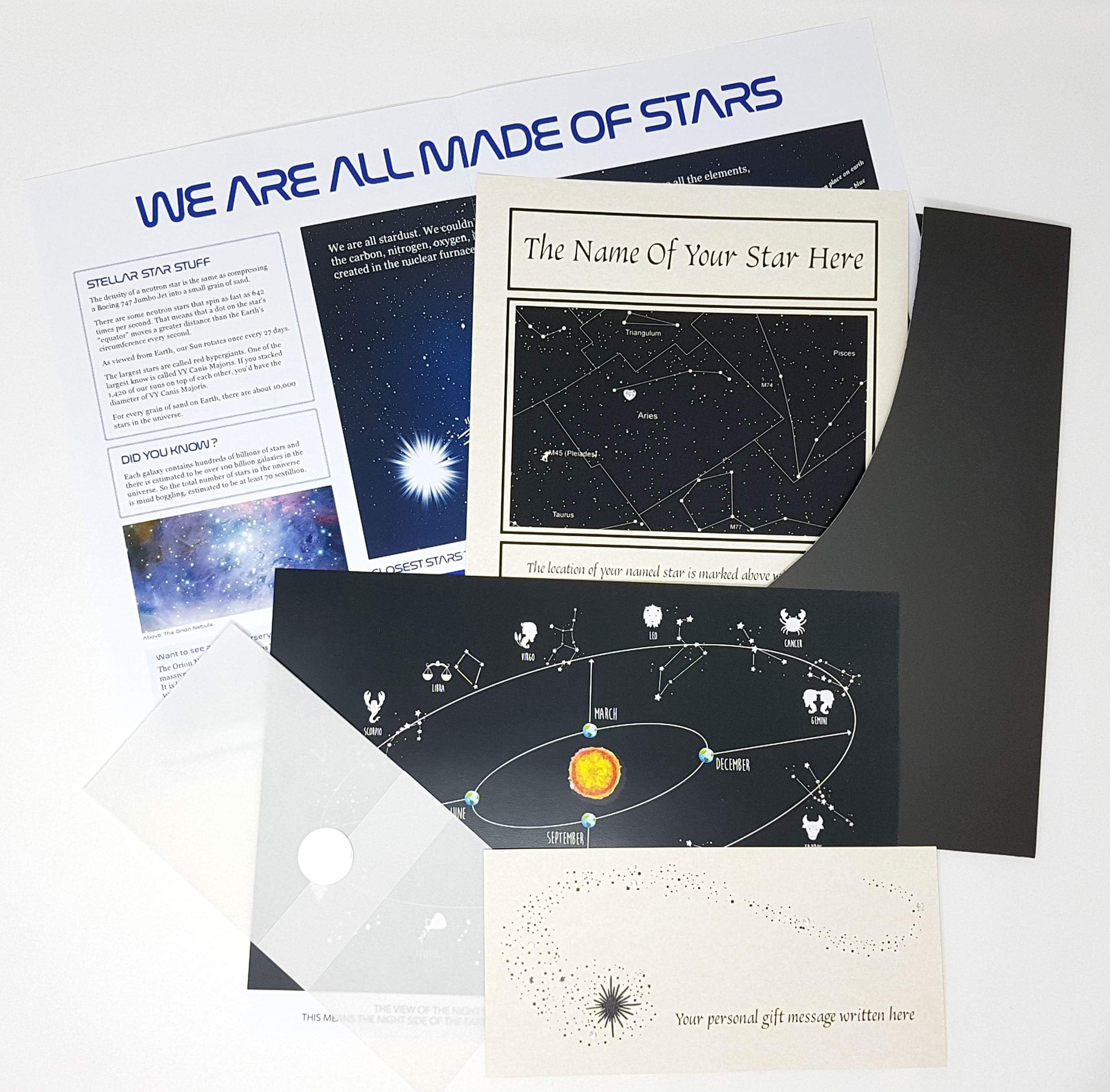 Name a Star Gift Set with Heart Shaped SWAROVSKI® ELEMENT in a Luxury Presentation Folder - Personalised with the name of your choice