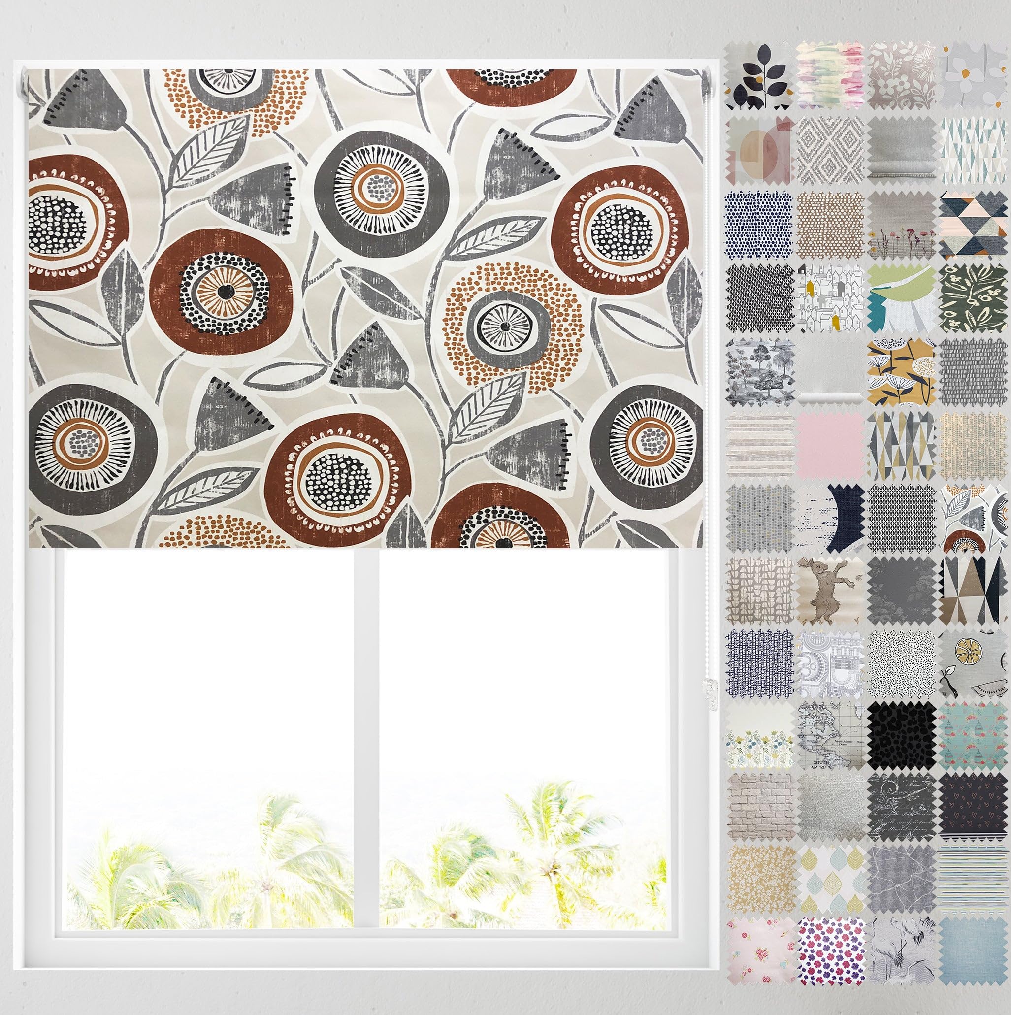 Barnes Blinds - Blackout Pattern Roller Blinds for Windows, Custom Cut to Size - Thermal Fabric Durable Fittings Easy Fit (Butterscotch Fig 61cm)