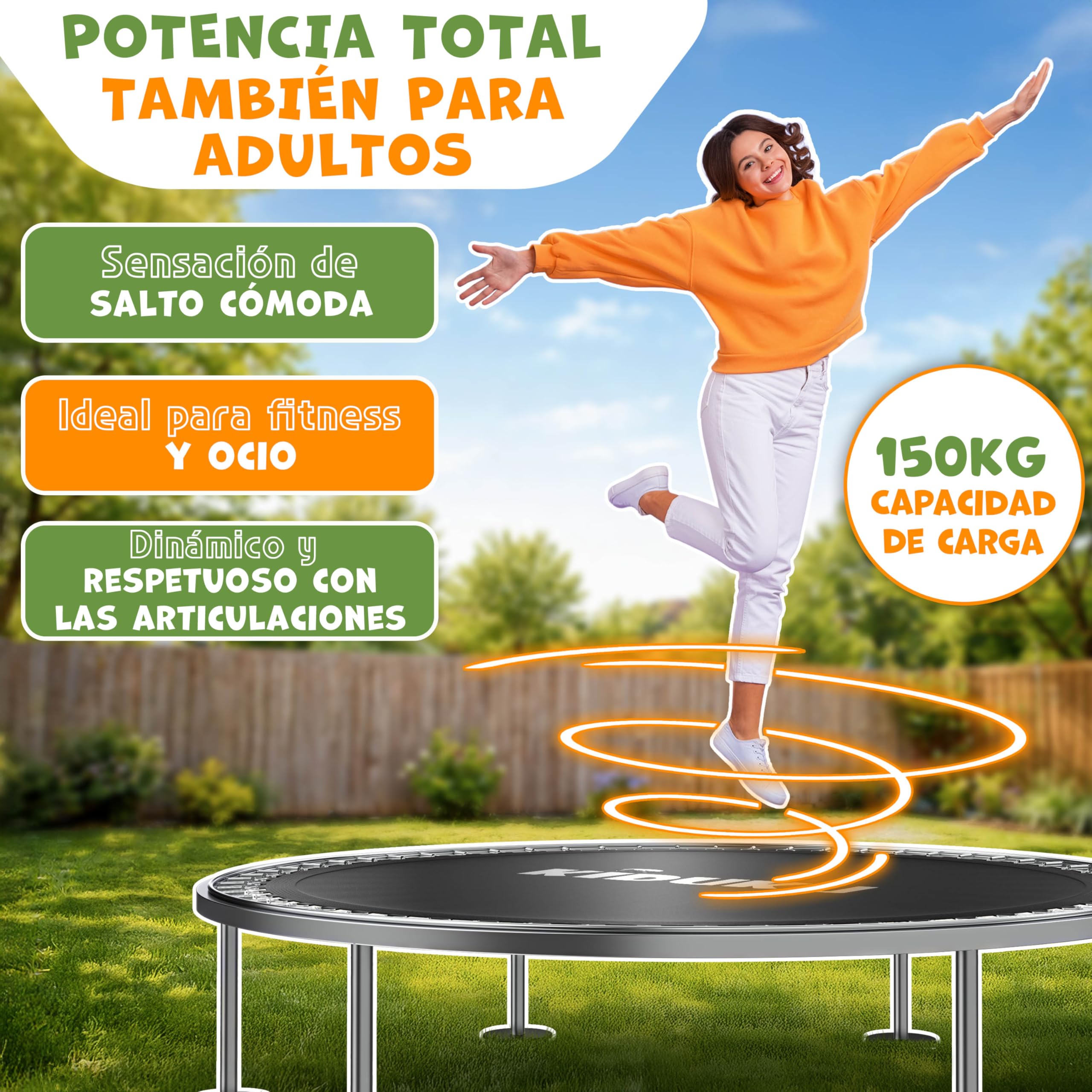 KIDUKU Sábana elástica de salto de 244, 305, 366 y 427 cm de diámetro, 48 – 96 ojales, resistente a los rayos UV y a la intemperie, accesorio de repuesto para cama elástica de jardín, tela de salto de