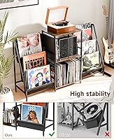 Vista 7 de ZIFTY Soporte para tocadiscos de vinilo con soporte de pantalla de 6 niveles, soporte para tocadiscos de luz LED para 300 álbumes, estante