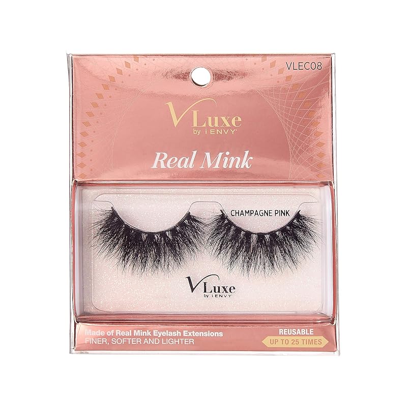 Cílios postiços iENVY de vison, modelo dramático, Champagne Pink