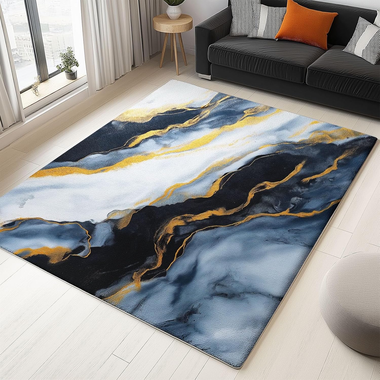 2x3 Area Rugs for Living Room, Soft & Non Slip Black White Washable Machine Rugs, Low Pile Mysterious Abstract Detailed Marble Carpet for Bedroom, Indoor Dining Room, Home Office, Kids Room
