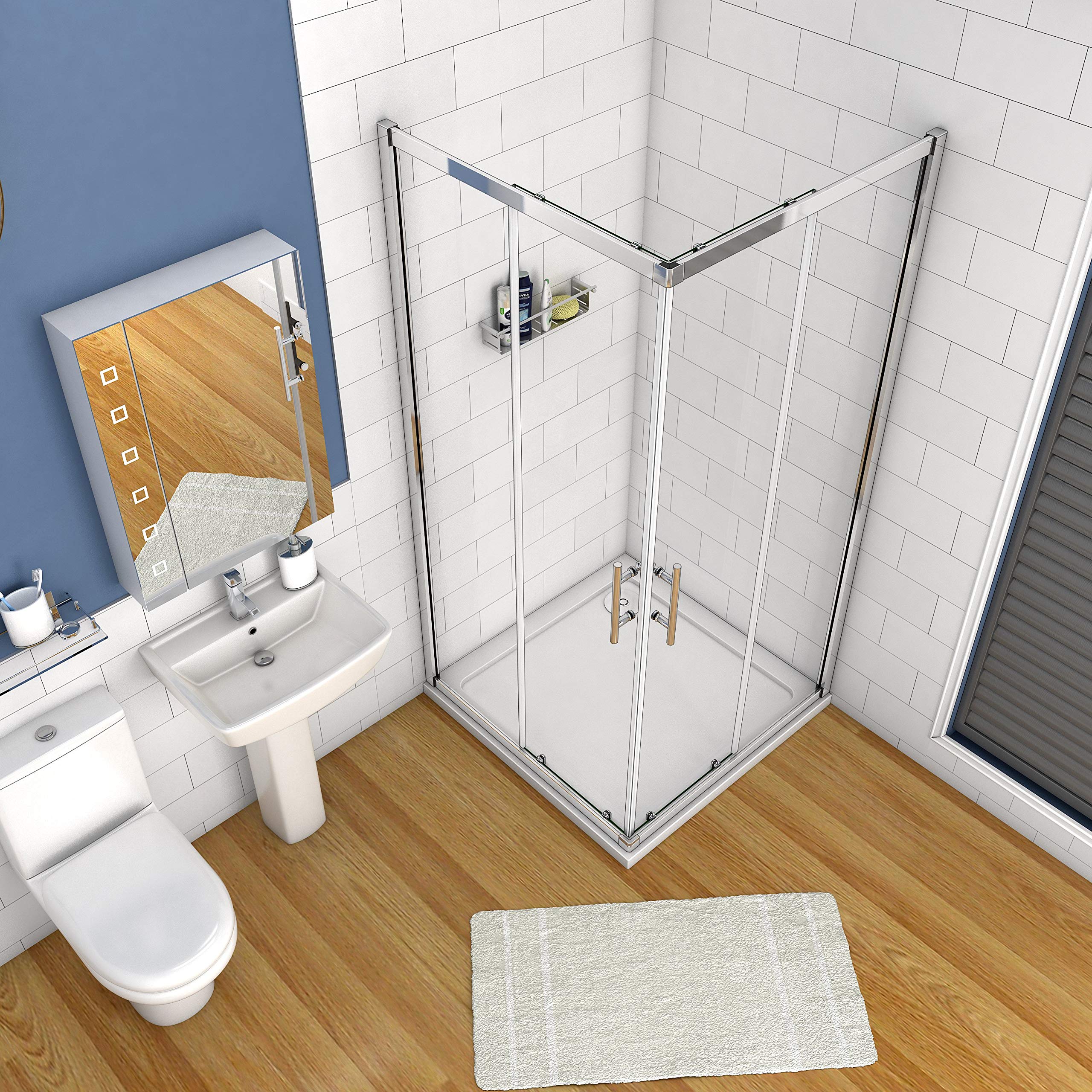 Box Doccia angolare 80x80x195cm vetro 2 ante una fissa ed una scorrevole