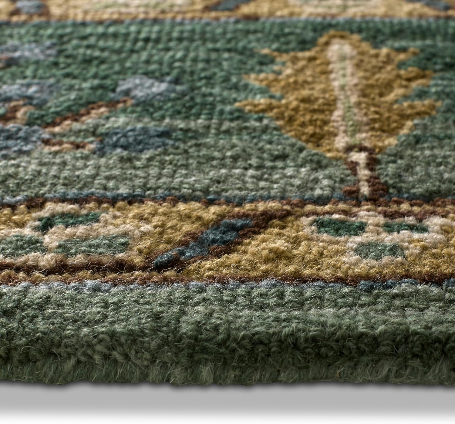 Jaipur Living Cardamom Collection 8' x 10' Large Area Rug with Floral Medallion Motif, Soft Hand-Tufted 100% Wool Vintage Rug for Bedrooms and Living Rooms, Green/Blue