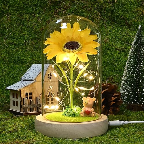 Miniatura 7 de Regalo de cumpleaños para mujer, regalos de rosas para ella, flores artificiales que duran en una cúpula de cristal, regalos únicos para el día de