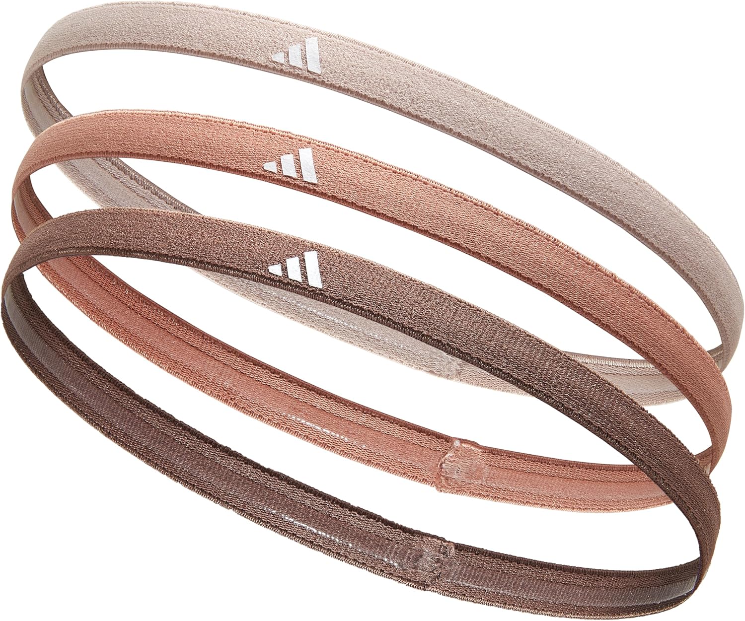 Adidas Set of 3 Hair Bands in a Variety of Colour Combinations, Ideal for a challenging Sports Session Without Annoying Hair on The face