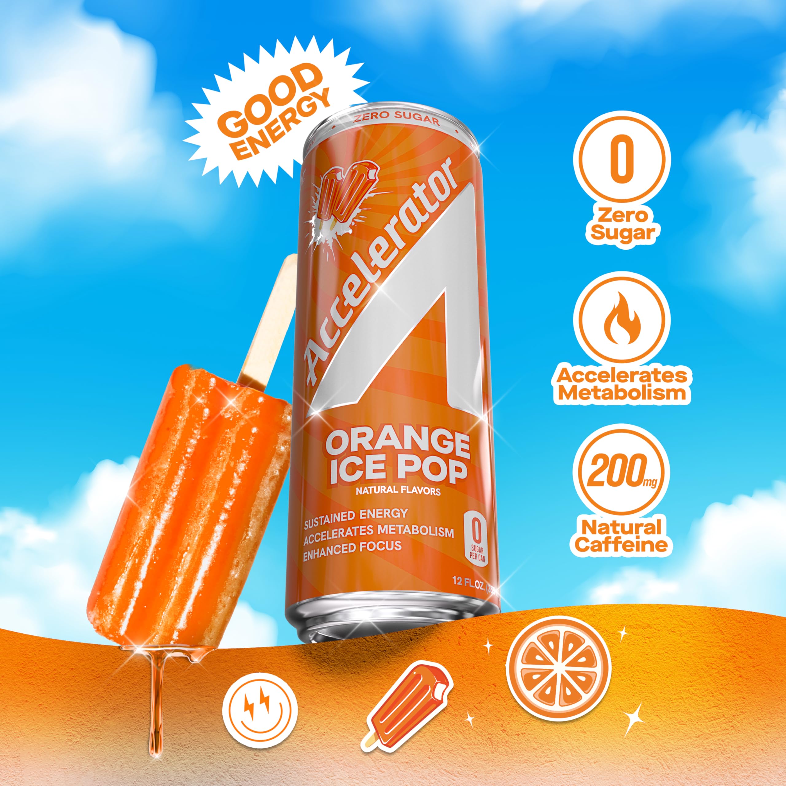 Amazon.com : Accelerator Active Energy Drink, Orange Ice Pop 12oz