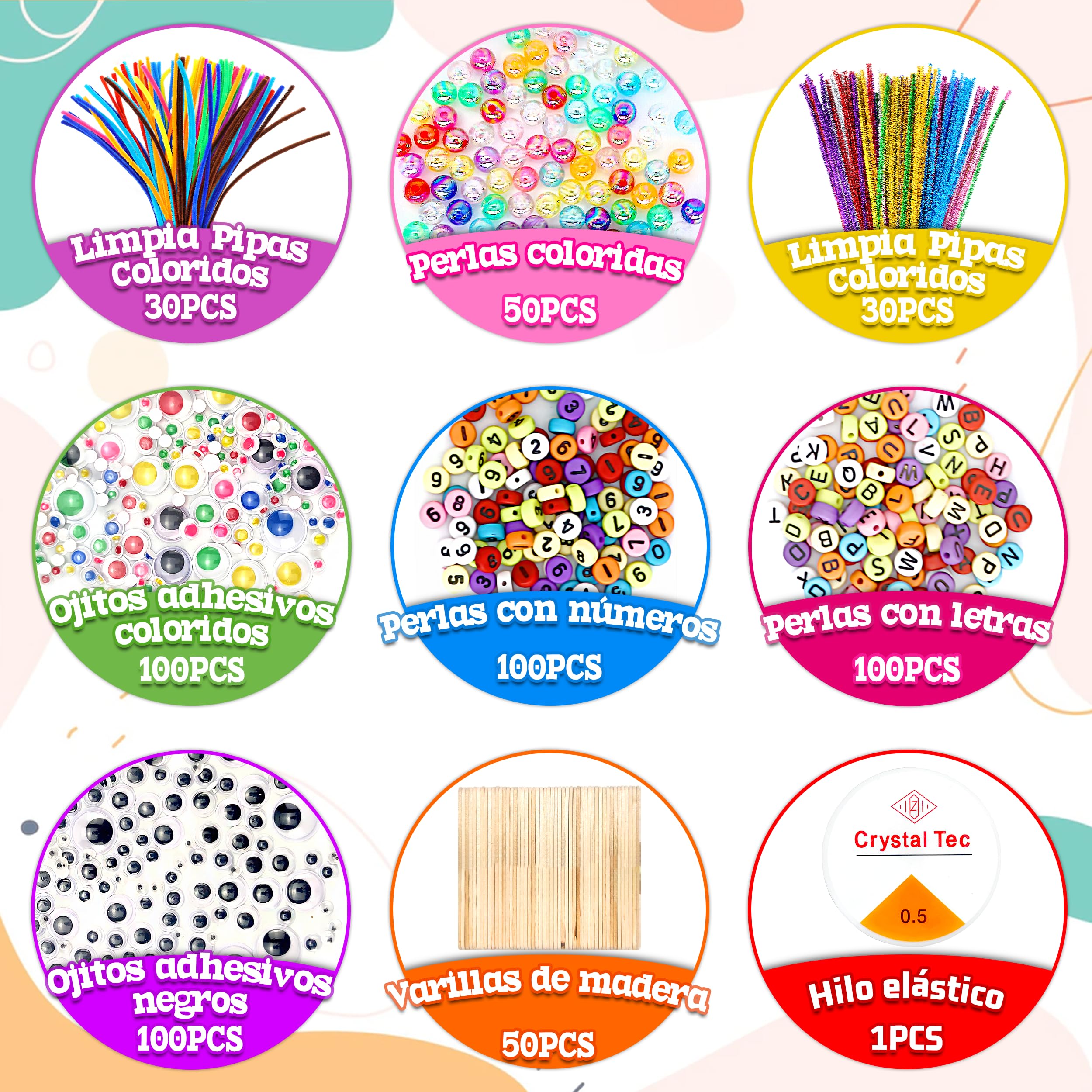 LINAYE 3000+PCS Kit Manualidades Niños, Kit de Manualidades DIY Todo en Uno Maletín Caja Manualidades, Conjunto Material Manualidades con Pompones y Varillas de Limpieza, Regalo Ideal 4-8 rosa
