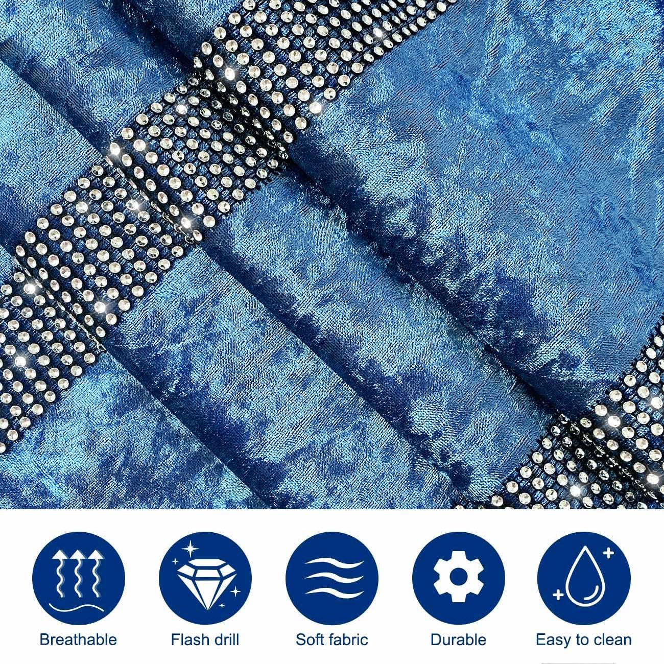 Jiino Sequin Table Runners Rhinestones Glam Table Runner Blue Centerpieces for Dining Table Runners for Birthday Party Wedding Home Decoration 13x98 Inches