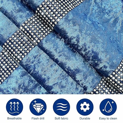 Miniatura 5 de Jiino Camino de mesa de lentejuelas con diamantes de imitación, centros de mesa azules para comedor, para fiesta de cumpleaños, boda, decoración del