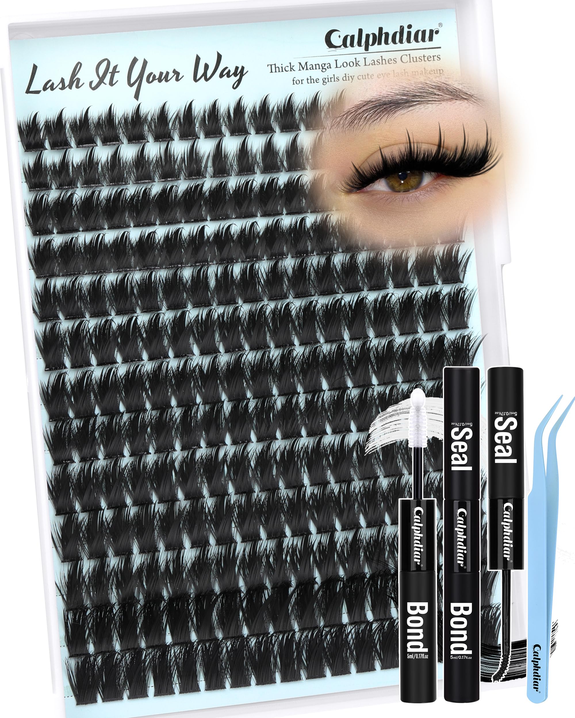 Lash Extension Kit 200D Manga Lash Clusters with Spikes 12-20MM Cluster Eyelash Extensions DIY Lash Extension Kit Thick