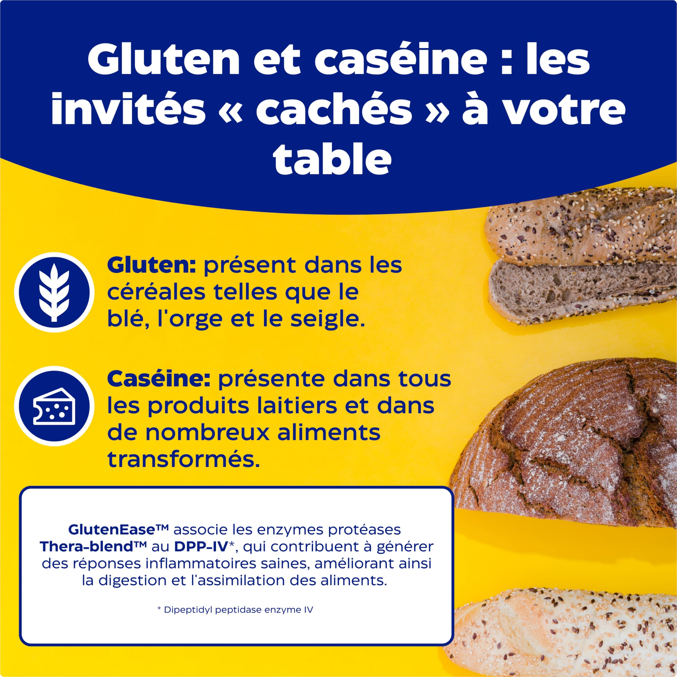 Enzymedica Glutenease, Formule Enzymatique Contre Le Gluten Et La Caséine, 60 Capsules, Sans Gluten, Végétarien
