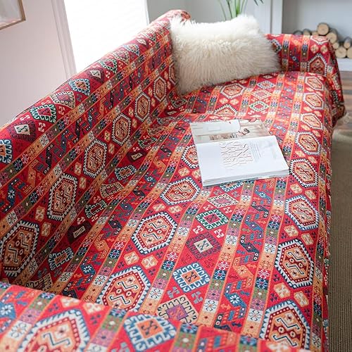 Miniatura 8 de VClife Fundas de sofá bohemias para sofá de 3 a 4 cojines, fundas refrescantes para sofá modular de lino y algodón, aptas para mascotas, para sofá