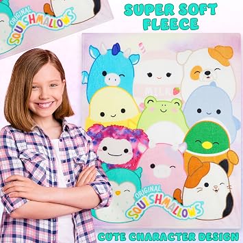 Get Trend Squishmallows Fleece Throw Blanket, Soft Cozy 59 x 51 Inch, Lightweight, Fluffy Bedding Couch Bed Sofa Decor, Gifts for Kids (Multi Squishmallows)