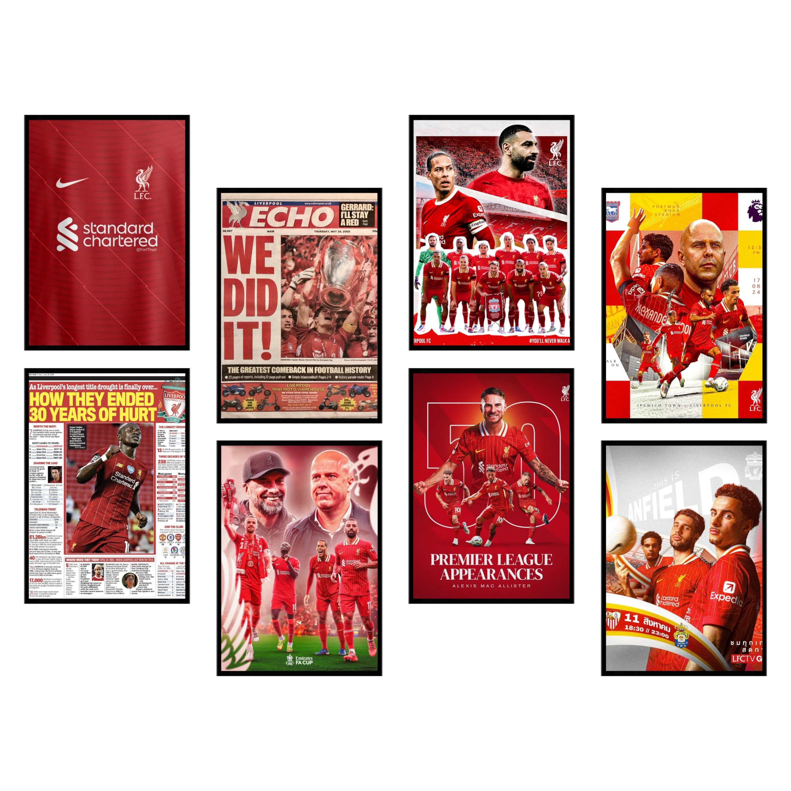 Arsenal Football Posters - Set of 8 -11 Arsenal Football Posters - Set of 8 -11
