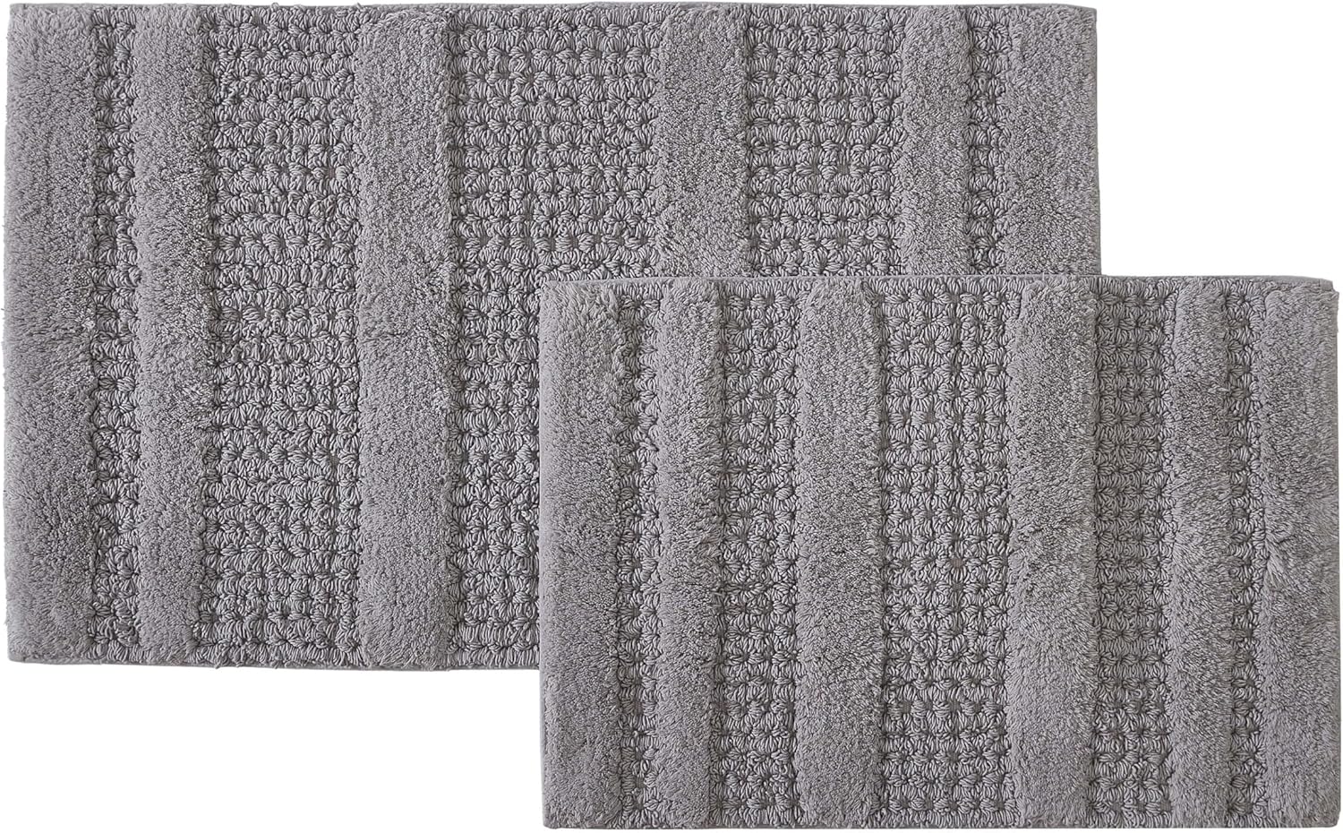 Kenneth Cole - Bath Rug Set, Soft Tufted Cotton Bathroom Decor, Absorbent Waffle Inspired Construction (Solid Waffle Grey, 2 Piece)