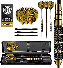 Harrows Voodoo Brass Steel Tip Darts Set 19g, 21g, 23g, 25g & 27g - Professional Darts Set - Includes Speedline shafts, Marathon Gold Flights & Travel Case