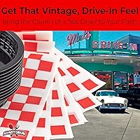 Vista 3 de Combo de cesta de comida rápida negra de estilo retro (12 unidades) y forro rojo a cuadros (120 unidades). La cesta clásica de 11 pulgadas es apta