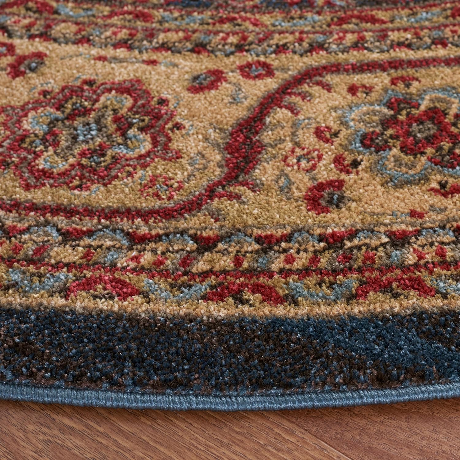 SAFAVIEH Mahal Collection Area Rug - 3' Round, Navy & Natural, Traditional Oriental Design, Non-Shedding & Easy Care, Ideal for High Traffic Areas in Living Room, Bedroom (MAH656E)