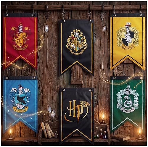 Gifts Banner Decorations Set of 6 Hogwarts House Flags 20x12