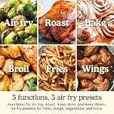 Cuisinart Air Fryer, 6-Quart Basket Large Fryer with 5 Cooking Functions to Roast, Bake, Broil, Air Fry and Keep Warm, 5 Airfryer Presets, Dishwasher-Safe Parts, AIR-200NAS, Stainless Steel & Black — image 4