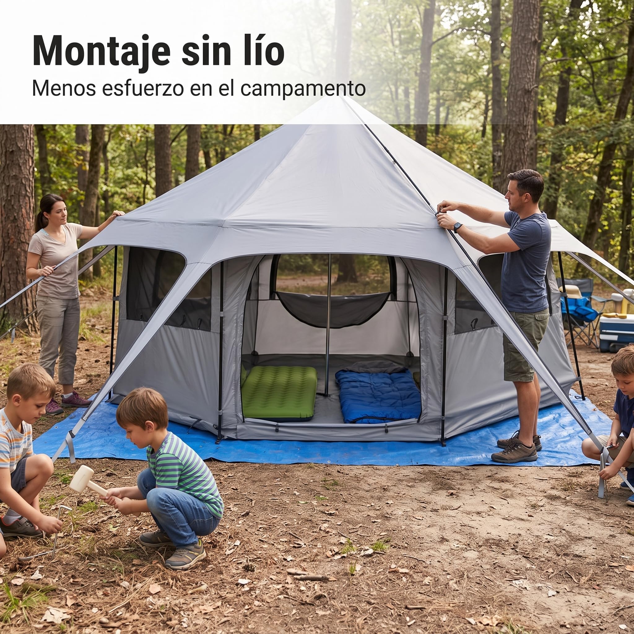 Campeggio Familiare per 8 Persone, Riparo Monoparete in Oxford per Attività all'A, Trasparente in PVC, Chiaro