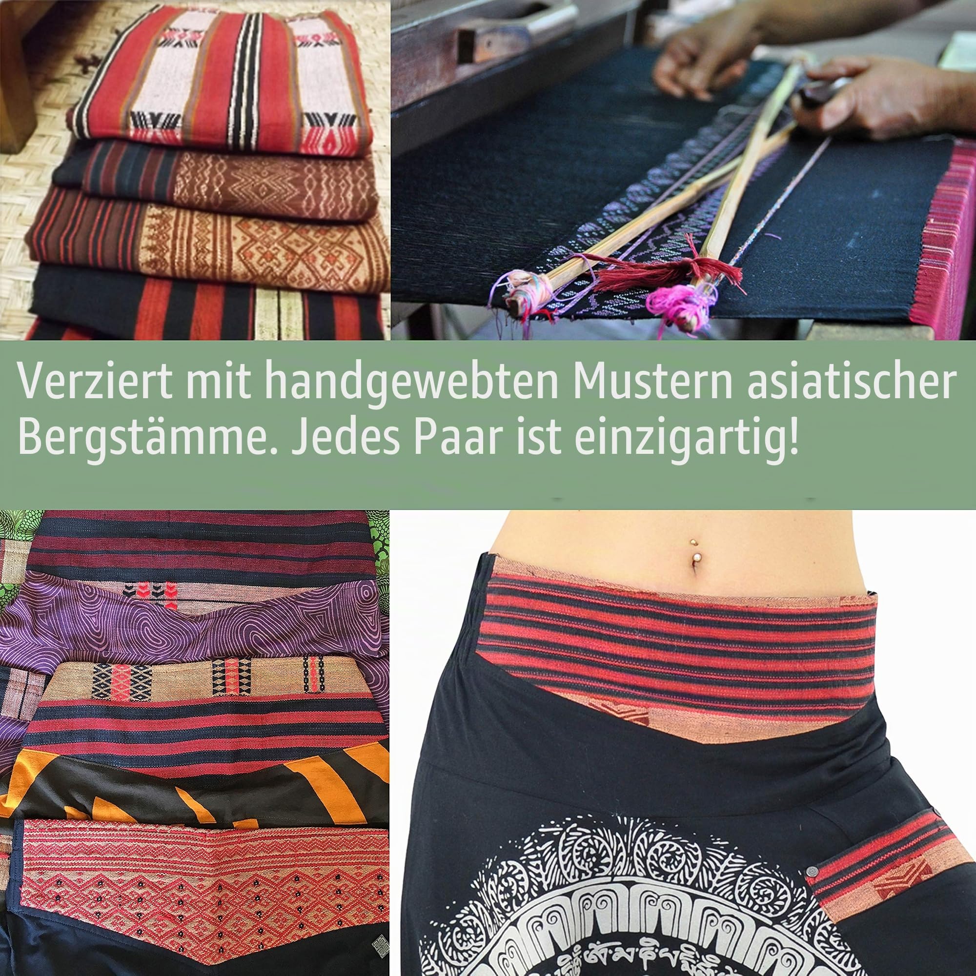 virblatt - Aladinhose Damen & Haremshose Herren | Baumwolle | Goa Hose Sommerhose Hippie Hose Pumphose Pluderhose S-XXL