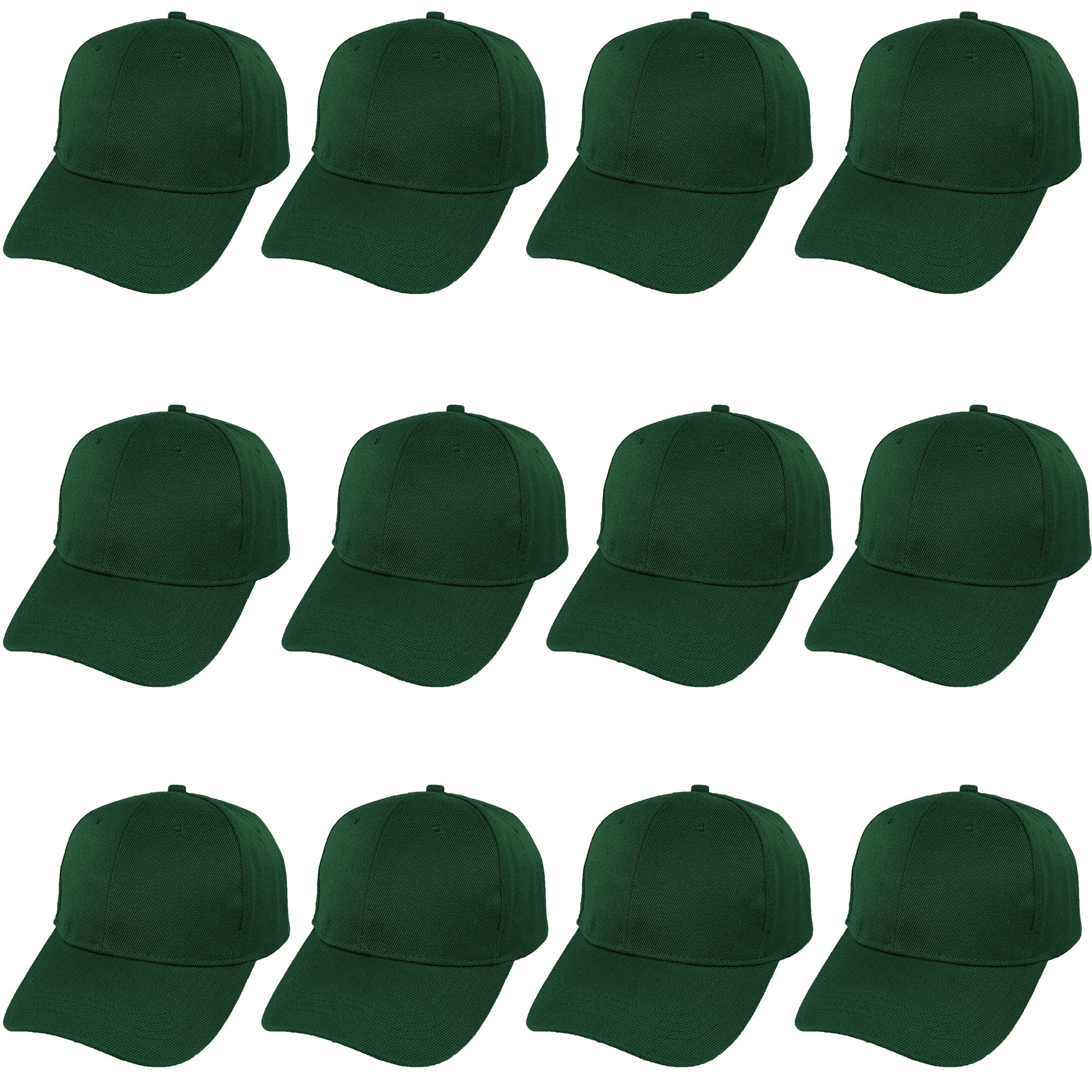 Carnavalife Gorra de Béisbol Ajustable de Estilo Polo Clásico Deportivo Casual de Color Liso Suave y Transpirable Unisex para Adultos y Niños Modelo JDH-1 商品名称 (Verde, Pack 12 * Adulto)